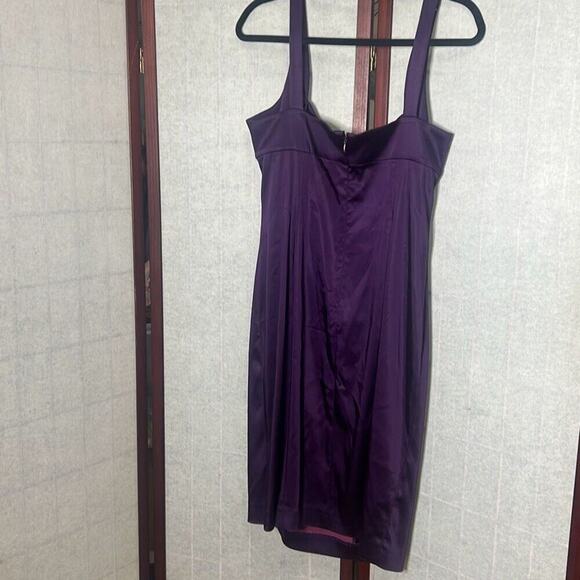 Calvin Klein Womens Purple Sleeveless Satin Ruched‎ Front Midi Dress Size 12 - Picture 3 of 6